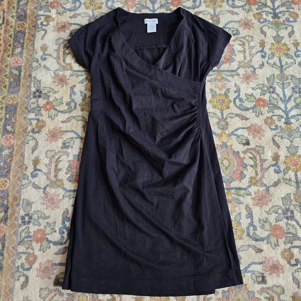 Soft Surroundings Black Wear Anywhere Faux Wrap Midi Dress Women's L